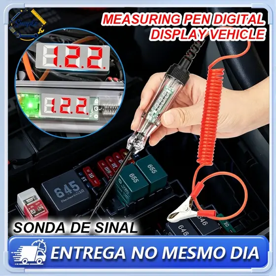 Testador de Luz Automotivo Digital LED  6V-24V Caneta De Sonda Longa Lâmpada