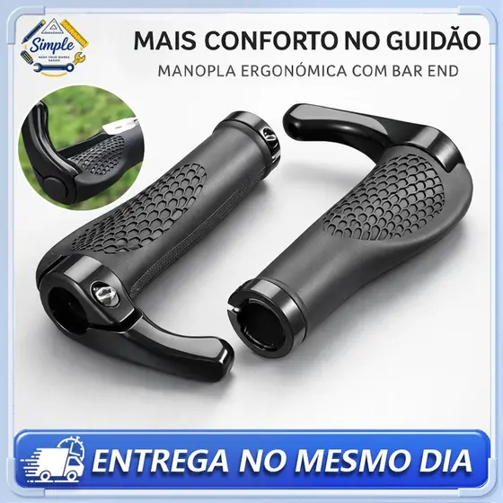 Par de Manoplas Anatômicas Para Bicicletas com Bar End nas Cores Preto Ciclismo Mtb