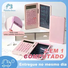 Calculadora Portátil 2 Em 1 Com Tela de Escrita Manual de 10 Polegadas 12 Dígitos Cor Rosa