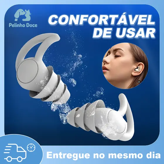 Protetor de Silicone Tampao De Ouvido Protetor Auricular Dormir Contra Ronco 3 Camadas