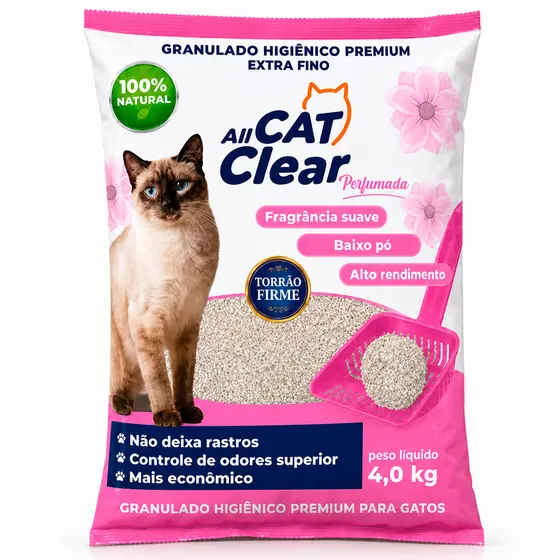 Areia Higiênica Para Gatos Perfumada 4kg Torrão Firme Baixo Pó