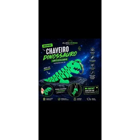 cheveiro dino articulado divertido