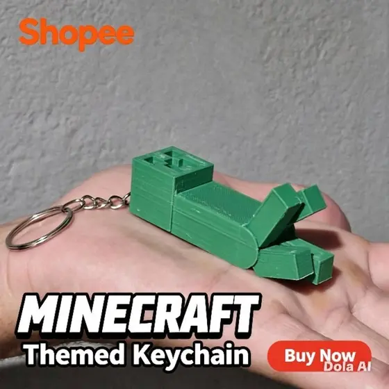 Chaveiro inspirado no Minecraft Articulado Creeper 3D | Impressão 3D Colecionável Gamer Presente Geek
