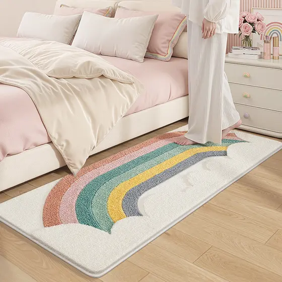 [Novo produto] ins estilo arco-íris tapete quarto cabeceira longo engrossado tapete sala de estar sofá quarto das crianç