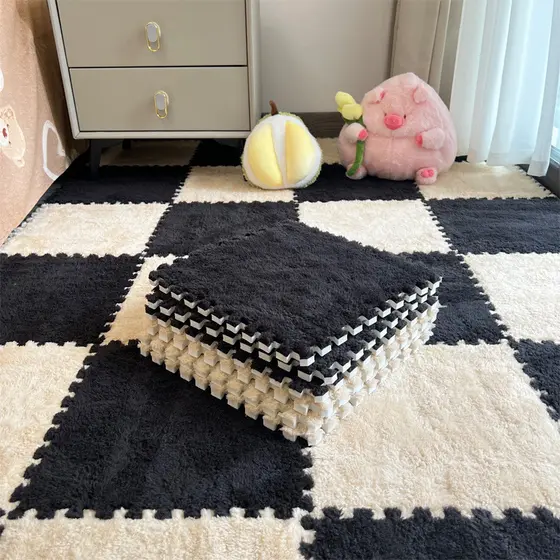 [Novo produto] tapete de cabeceira de pelúcia quarto ins estilo menina quarto completo grande área espuma costura tapete