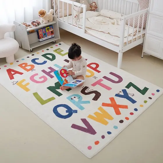 [Novos produtos] Tapete de sala de estar espesso de desenho animado Tapetes educativos infantis 26 letras Tapete retangu