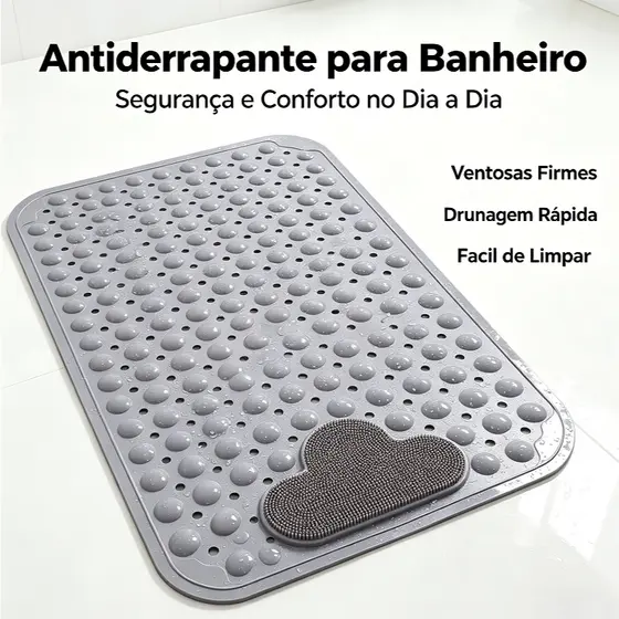 Banheiro anti-deslizante com chupa real e massagem redonda de pés 40x70cm-Tapete de banheiro