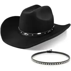 Chapéu De Cowboy Ocidental 100 % Lã Para Homens E Mulheres , Fedora Clássico , Chapéus De Vaqueira De Feltro Com Duas Fa