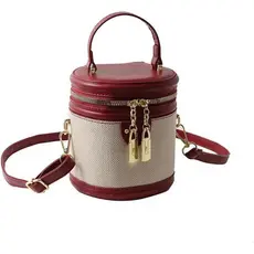 Retro Balde Saco Cor Contraste Cilindro Bolsa Sênior Sentido Estilo Ombro Único Crossbody Com Zíper