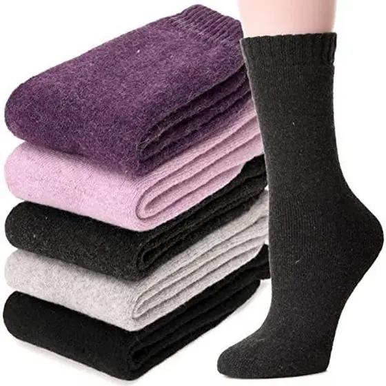 MOGGEI 5 Pares De Meias Femininas De Lã Merino , Caminhadas , Inverno Quente , Grosso , Térmico , Cabine Aconchegante ,