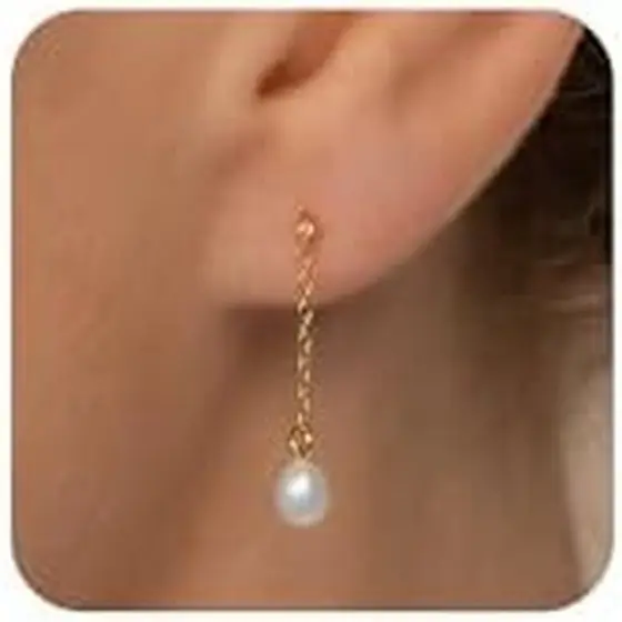 Fezgoat Brincos De Pérola Para Mulheres-Dainty 14k Banhado A Ouro Real Prata Esterlina Pós Na Moda Diamante Joias De Cas