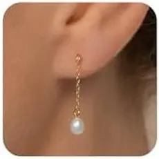 Fezgoat Brincos De Pérola Para Mulheres-Dainty 14k Banhado A Ouro Real Prata Esterlina Pós Na Moda Diamante Joias De Cas