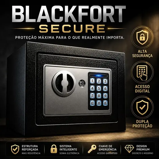 BlackFort Secure - Cofre Digital Eletrônico com Dupla Proteção e Senha