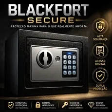 BlackFort Secure - Cofre Digital Eletrônico com Dupla Proteção e Senha