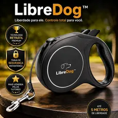 LibreDog™ Guia Retrátil Cachorro 5m Com Trava Segurança Cabo Ergonômico Resistente Para Cães