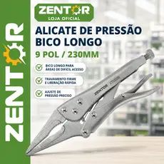 Alicate de Pressão Bico Longo 9 Polegadas Meia Cana Inox DELI ZENTOR