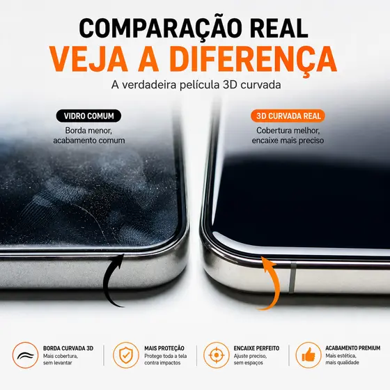 X-MART Película Vidro 3D HD Antiestática Curvatura Premium para iPhone 17 16 15 14 13 12 11 XR XS Max – Cobertura Total