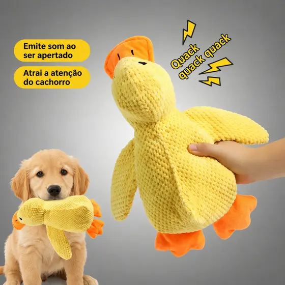 Brinquedo Interativo de Pelucia para Cães & Gatos - Pato, Borracha Durável, Barulhento - Fácil Limpeza