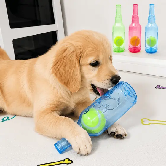 Bite Resistant Beer Bottle Pet Chew Toy, Squeaky Floating Interactive Fetch Play