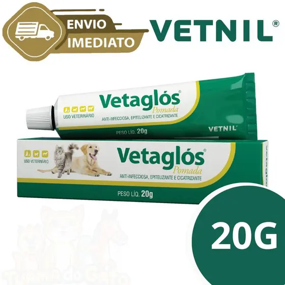 Vetaglos 20g Pomada Cicatrizante Anti-Infecciosa Epitelizante Vetnil Cães Cavalo Envio Imediato