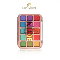 Paleta de Sombras Rosa Tropical 15 Cores Alta Pigmentação Matte e Glitter
