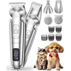 oneisall Máquina de Cortar Pelos e Aparador de Patas para Cães com Baixo Nível de Ruído, Kit de Higiene para Cães Sem Fi