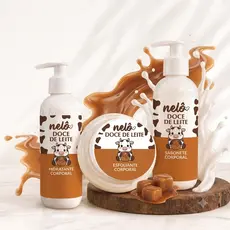 Kit Doce de Leite Vaquinha - Sabonete, Esfoliante e Hidrante Corporal