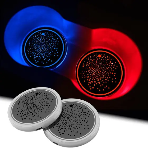 2 Peças de Luzes LED para Porta-Copos de Carro, Porta-Copos Iluminados em 7 Cores, Acessórios de Iluminação Interna Reca