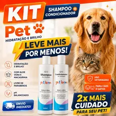 Kit Shampoo + Condicionador Pet 300ml Para Cães E Gatos Hidratação E Brilho