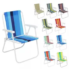 KIT 10 Cadeira De Praia Dobrável Aço Cores Sortidas Resistente Estrutura Reforçada Leve Praia Piscina Camping Lazer