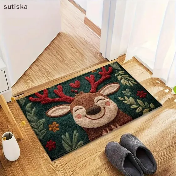 Tapete de Porta Vermelho de Natal sutiska, Papai Noel, Homem de Gengibre, Decoração Feliz de Ano Novo 2026 para Interior