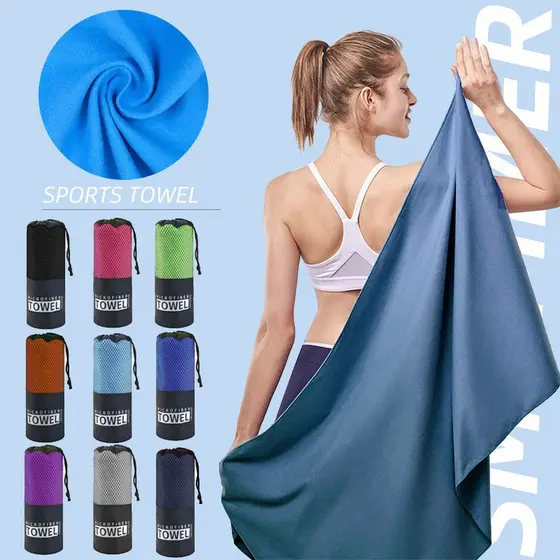 Toalhas de Microfibra para Viagens e Esportes, Secagem Rápida, Absorventes e Macias, para Corrida, Academia, Praia, Nata