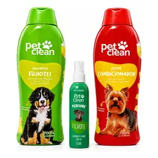 Kit Banho Pet Clean Shampoo Condicionador Perfume Cães Gatos