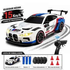 Carrinho de Controle Remoto Porsche 911 1:24 Drift Elétrico com Bateria Recarregável