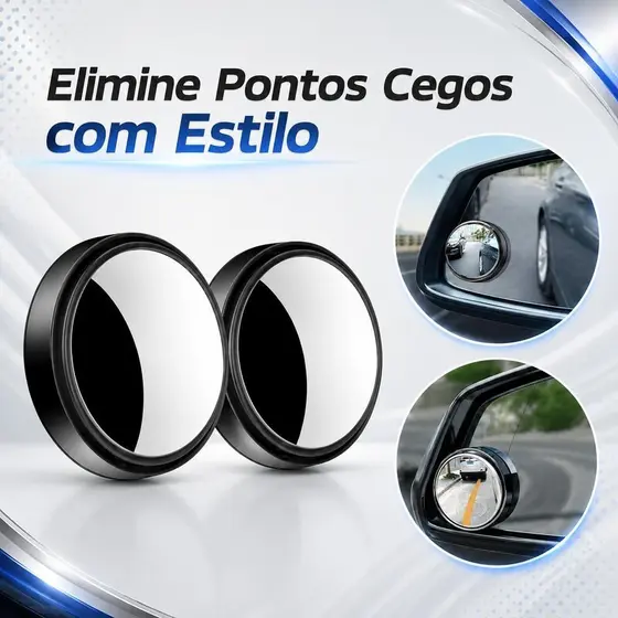 1 par - Espelho Retrovisor Carro Moto  Fixo Móvel Auxiliar Externo Pontos Cegos 5cm Universal Carpei