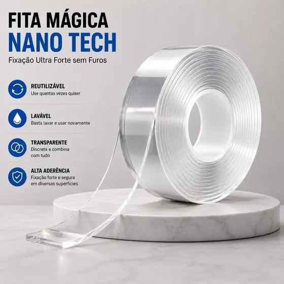 1 / 2 Pcs Fita Dupla Face Extra Forte Transparente NanoGel Silicone Mágica Adesiva Cola na Parede Móvel Porta Carpei