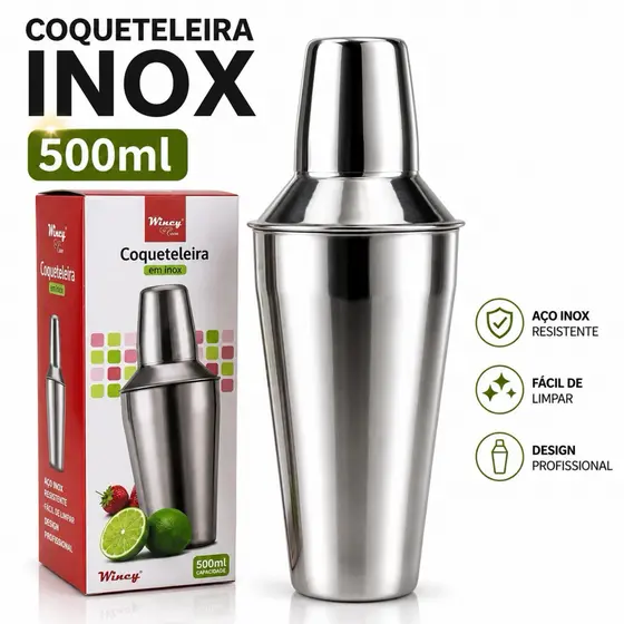 Coqueteleira de Inox para Drinks e Caipirinha 500ml