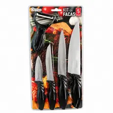 Conjunto de Facas Inox 5 Peças Descascador Cozinha