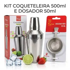 Kit Caipirinha Profissional Coqueteleira Inox 500 ML 1 Dosador  Alta Qualidade