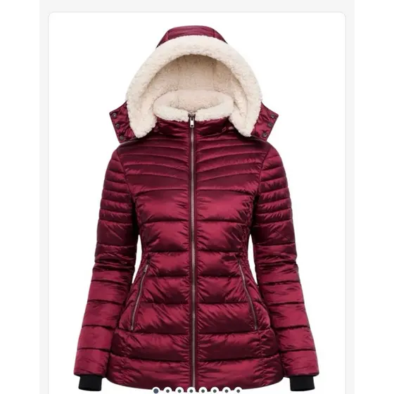 Jaqueta Feminina Puffer Metalizada com Capuz Removível Peluciado Crocker 49015