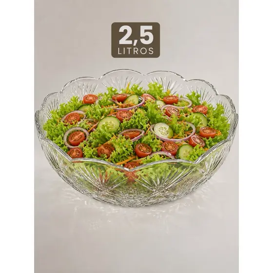 Tigela  2,5 Litros Transparente Fruteira Saladeira Elegante