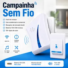 Campainha Interfone Sem Fio Resistente à Chuva Uso Residencial e Comercial