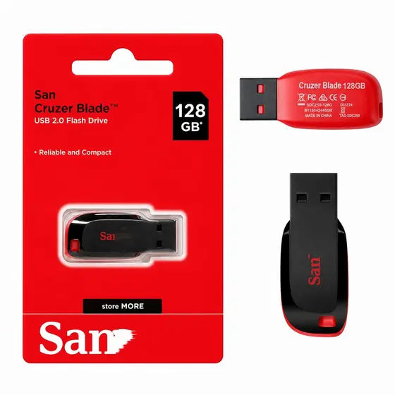 Pendrive Cruzer Blade 128GB USB Flash Drive Portátil Para Notebook