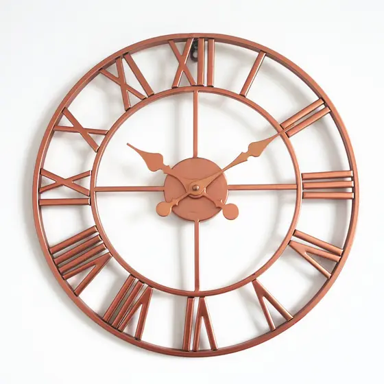 Recomendação quente ouro rosa estilo europeu decorativo ferro relógio de parede sala estar mudo relógio de parede uma pe