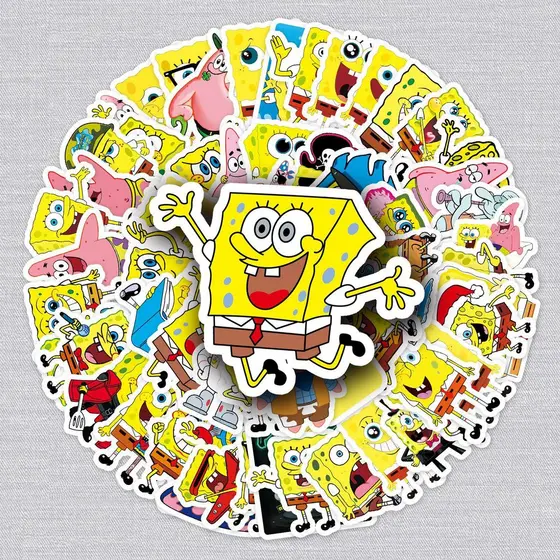 60 folhas dos desenhos animados bob esponja calça quadrada adesivos bagagem bicicleta motocicleta Scooter carro à prova