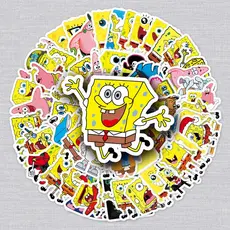 60 folhas dos desenhos animados bob esponja calça quadrada adesivos bagagem bicicleta motocicleta Scooter carro à prova