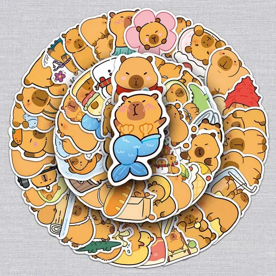 50 novo estilo capivara Graffiti adesivos exclusivos dos desenhos animados bonito Animal decoração copo de água do telef