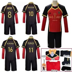 Uniforme de Cosplay de Anime Blue Lock Bastard Munique Yoichi Isagi Red Ness Kaiser Kurona Camisa de Futebol