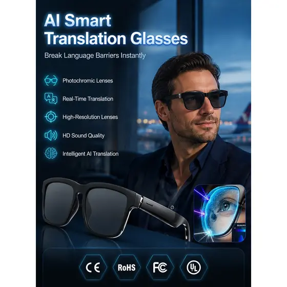 【Tecnologia Avançada】Óculos Inteligentes Bluetooth/IA para Trabalho/Estudo/Óculos Inteligentes Modernos