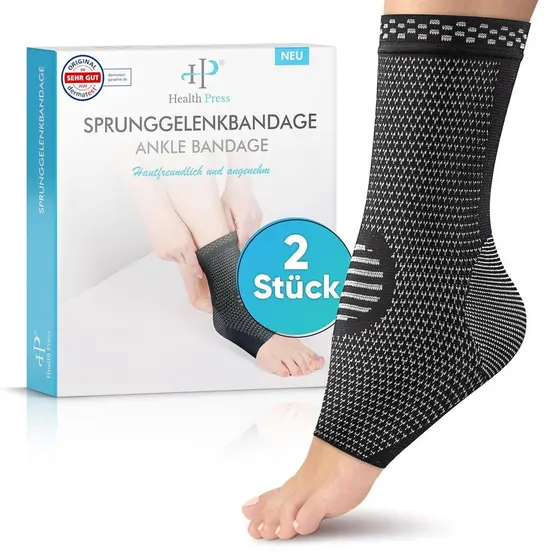 Suporte de Tornozelo Health Press – Meias de Suporte Profissional – Alívio e Estabilidade para o Tornozelo – 2 Cintas pa